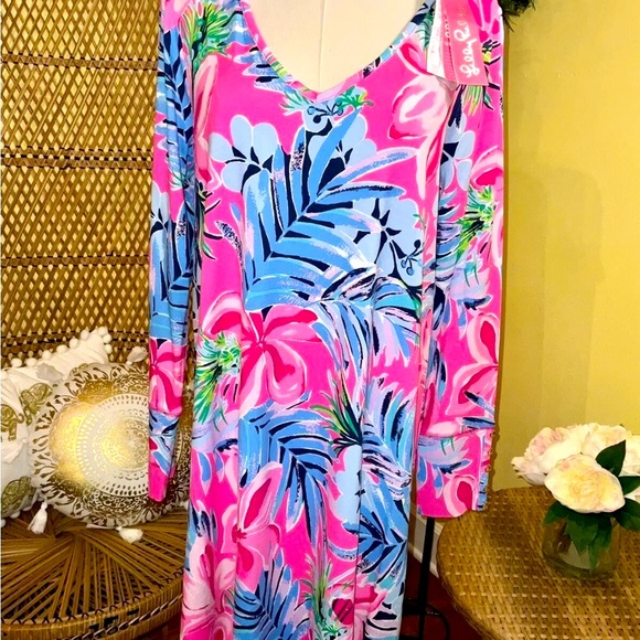 Lilly Pulitzer NWT Kaisley Dual Neck Dress Pretty In Pink Size L,XL,XXL - Picture 3 of 13